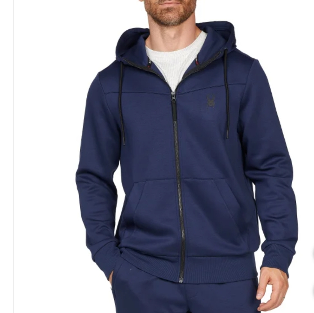 🆕 Spyder Blue Men's Zip Up Full Zip Hoodie Stretch Pockets Size Medium NWT NIB!